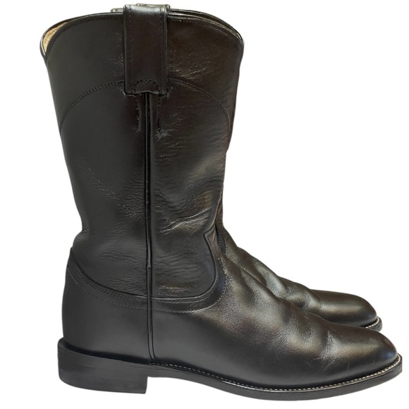 💥SALE💥JUSTIN lL3703 LADIES CLASSIC BLACK KIPSKIN LEATHER ROPER BOOT SZ 5.5 - Picture 4 of 11